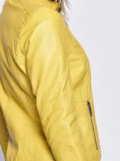 Maze Jacken & Westen*Damen Lederjacke gelb uni
