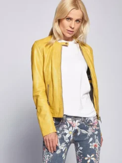 Maze Jacken & Westen*Damen Lederjacke gelb uni