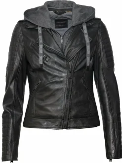 Mustang Blazer*Damen Lederjacke schwarz uni