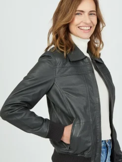 JCC Jacken & Westen*Damen Lederjacke grau uni