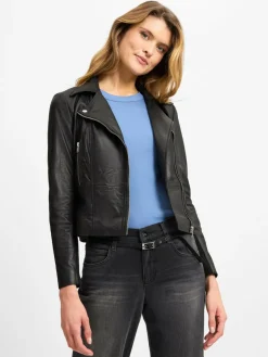 Y.A.S Jacken & Westen*Damen Lederjacke - YASSophie schwarz uni