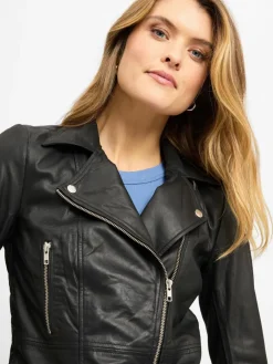 Y.A.S Jacken & Westen*Damen Lederjacke - YASSophie schwarz uni