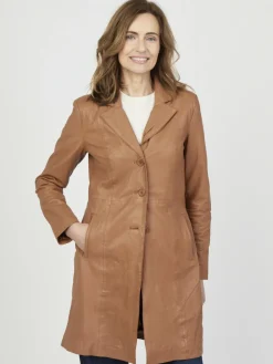 JCC Jacken & Westen*Damen Ledermantel cognac uni