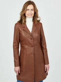 JCC Jacken & Westen*Damen Ledermantel braun uni
