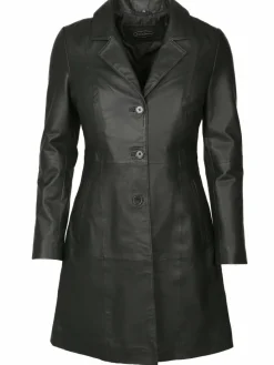 JCC Jacken & Westen*Damen Ledermantel schwarz uni
