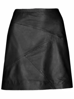 Maze Röcke*Damen Lederrock schwarz uni