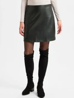 Opus Röcke*Damen Lederrock - Romela schwarz uni