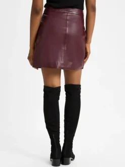 Y.A.S Röcke*Damen Lederrock - Yaslyma bordeaux uni