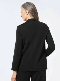 Goldner Blazer*Damen Leichtblazer - Damenblazer mit Reverskragen und Paspeltaschen schwarz uni
