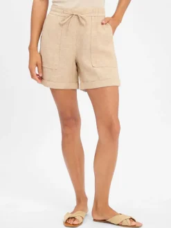 Opus Hosen*Damen Leinen-Bermuda - Melane beige meliert