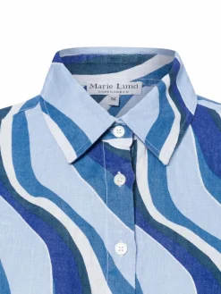Marie Lund Blusen*Damen Leinenbluse - Rihab blau hellblau gemustert