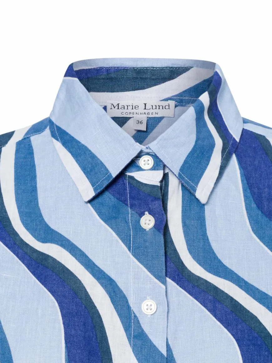 Marie Lund Blusen*Damen Leinenbluse - Rihab blau hellblau gemustert