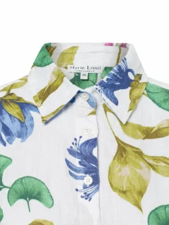 Marie Lund Blusen*Damen Leinenbluse - Rihab weiß mehrfarbig gemustert