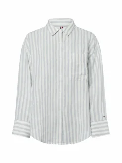 Tommy Hilfiger Blusen*Damen Leinen-Hemdbluse hellblau weiß gestreift