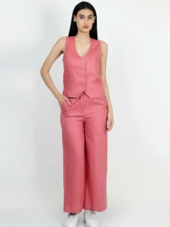 Vicci Germany Hosen*Damen Leinenhose rosa uni