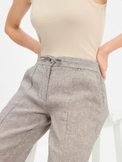 Opus Hosen*Damen Leinenhose - Maikito khaki beige meliert