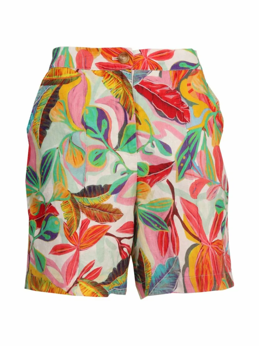 Vicci Germany Hosen*Damen Leinenshort mehrfarbig bedruckt