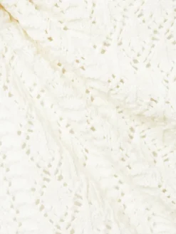 More & More Pullover & Strickjacken*Damen Lochstrick-Kurzarm-Pullover weiß uni