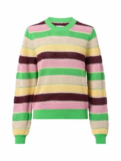 Nümph Pullover & Strickjacken*Damen Lochstrickpullover - NUMiva gras mehrfarbig gestreift