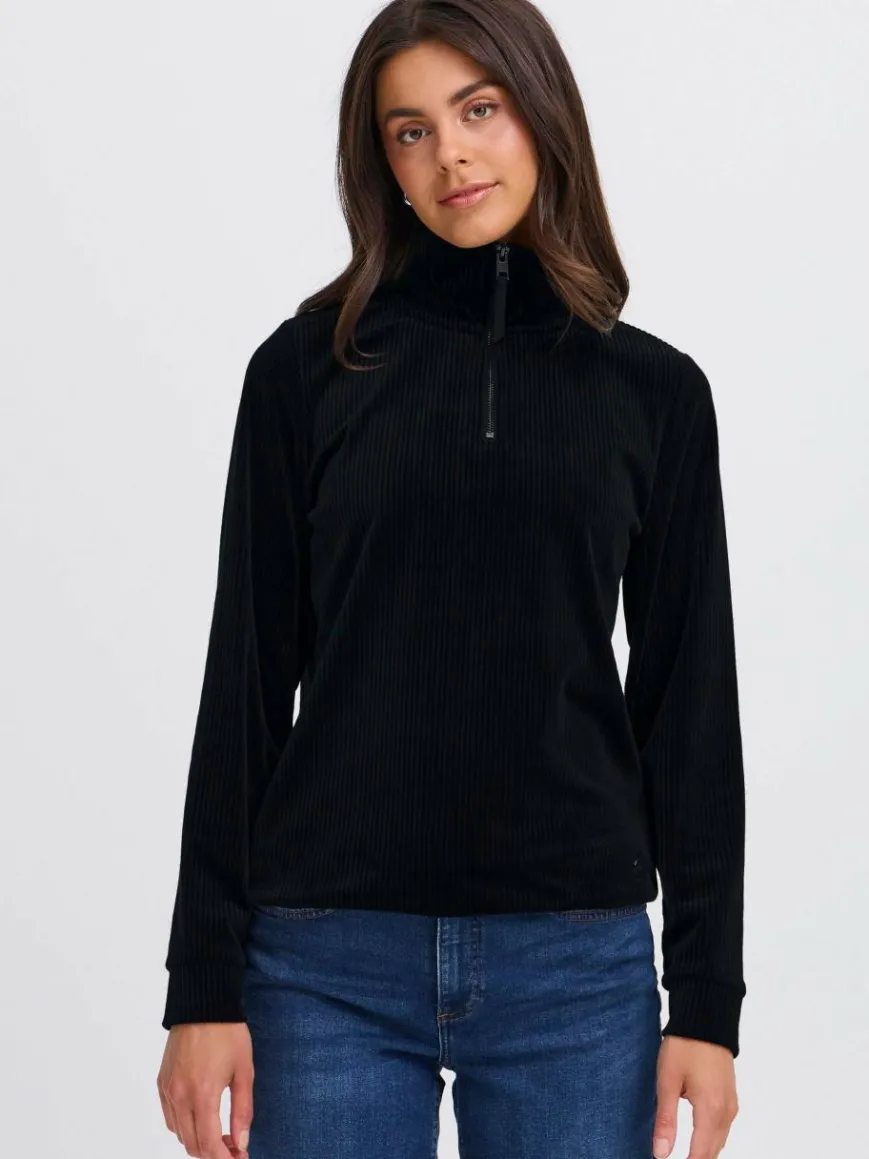OXMO Sweatshirts & Sweatjacken*Damen Longsweatshirt - OXEBBA schwarz uni