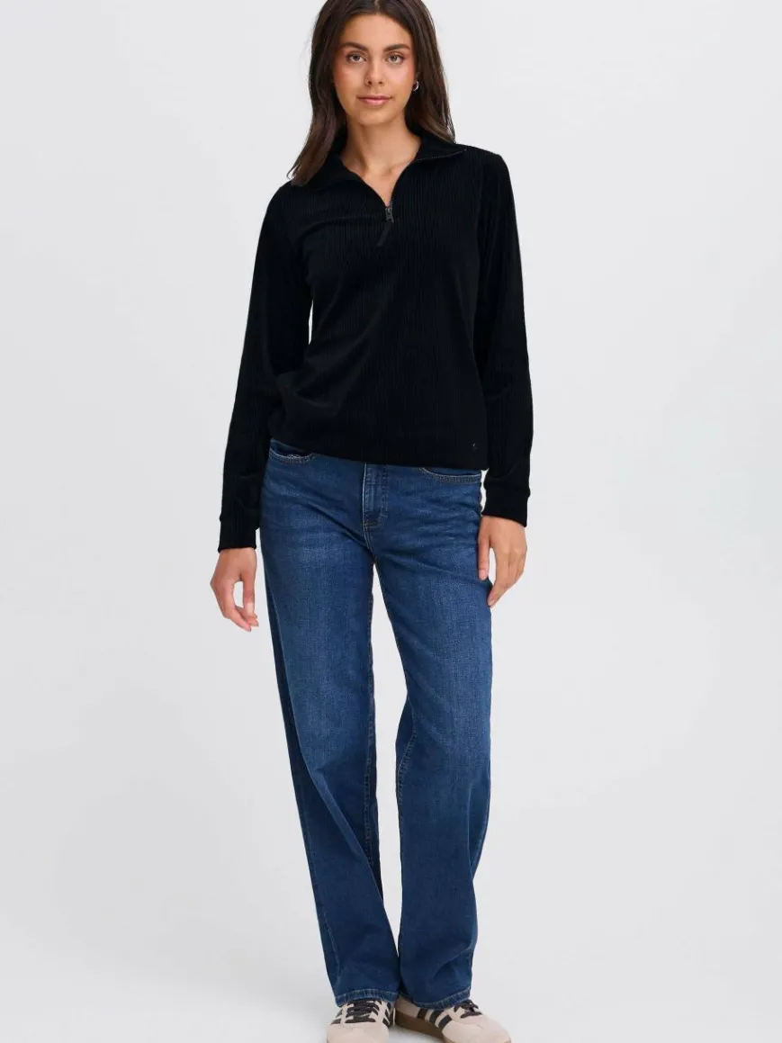 OXMO Sweatshirts & Sweatjacken*Damen Longsweatshirt - OXEBBA schwarz uni