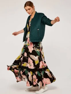 Apricot Kleider*Damen Maxikleid schwarz gemustert