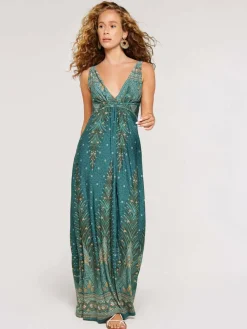 Apricot Kleider*Damen Maxikleid blau gemustert