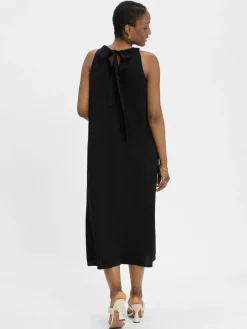 Someday Kleider*Damen Maxikleid mit Leinen-Anteil - Quise schwarz uni