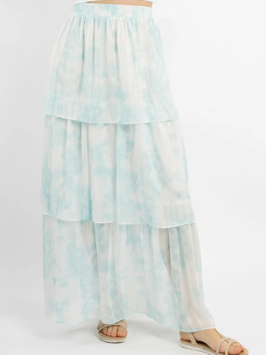 IZIA Röcke*Damen Maxirock aqua gemustert