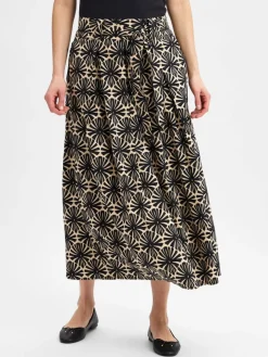 More & More Röcke*Damen Maxirock melange schwarz gemustert