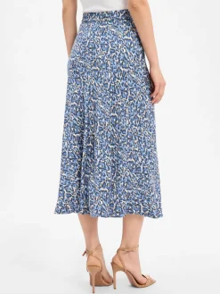 Olsen Röcke*Damen Maxirock blau mehrfarbig gemustert