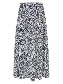 IZIA Röcke*Damen Maxirock mit Print schwarz uni