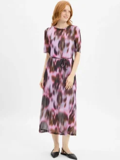 Nümph Kleider*Damen Meshkleid - Nuliana flieder braun gemustert