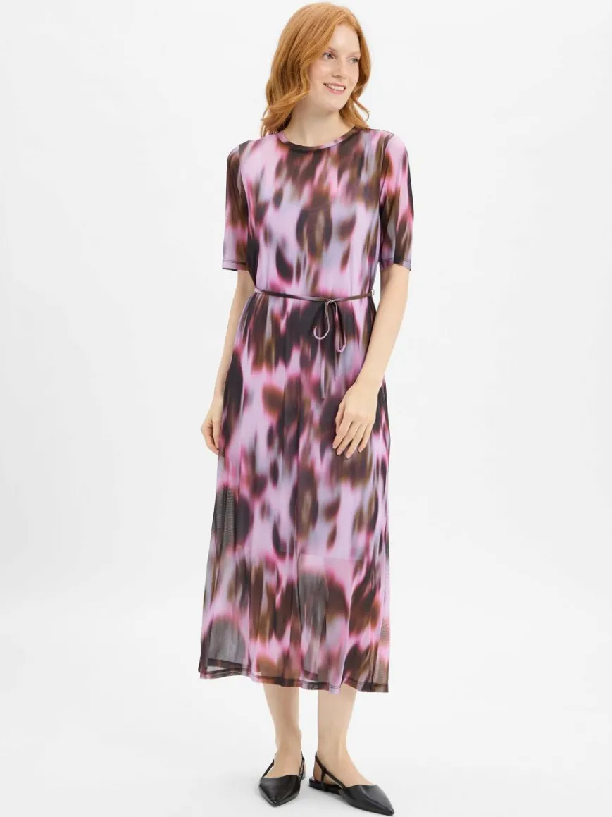 Nümph Kleider*Damen Meshkleid - Nuliana flieder braun gemustert