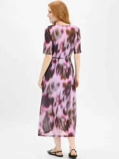 Nümph Kleider*Damen Meshkleid - Nuliana flieder braun gemustert