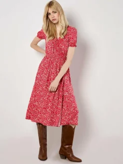 Apricot Kleider*Damen Midikleid rot gemustert