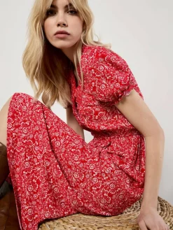 Apricot Kleider*Damen Midikleid rot gemustert