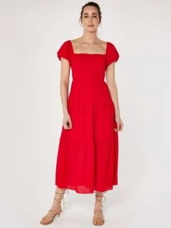 Apricot Kleider*Damen Midikleid rot uni