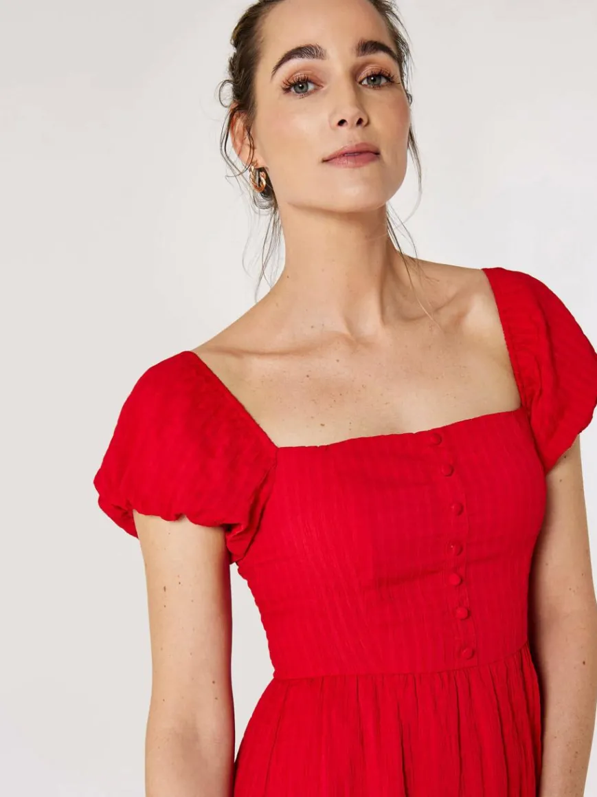 Apricot Kleider*Damen Midikleid rot uni