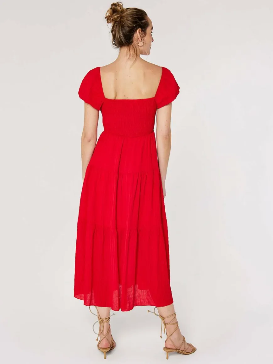 Apricot Kleider*Damen Midikleid rot uni