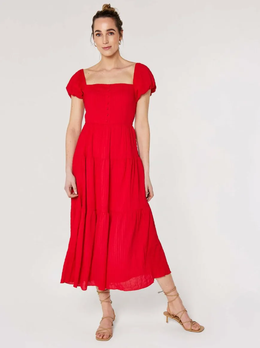 Apricot Kleider*Damen Midikleid rot uni