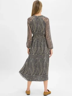 More & More Kleider*Damen Midikleid marine khaki gemustert