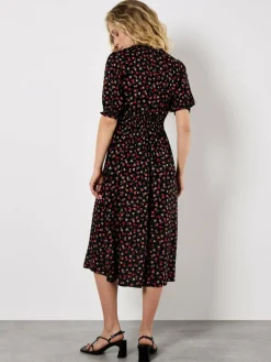 Apricot Kleider*Damen Midikleid orange gemustert