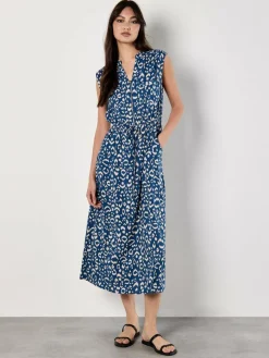 Apricot Kleider*Damen Midikleid blau gemustert