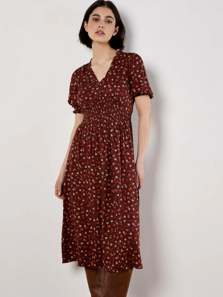 Apricot Kleider*Damen Midikleid rosenholz gemustert