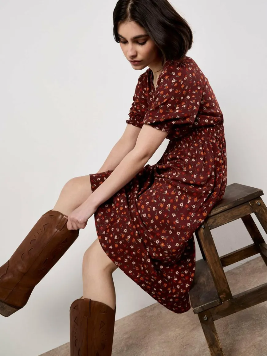 Apricot Kleider*Damen Midikleid rosenholz gemustert