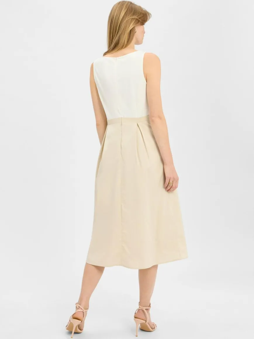 zero Kleider*Damen Midikleid ecru beige uni