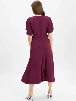 BOSS Kleider*Damen Midikleid - Denaz aubergine uni
