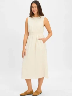 Msch Copenhagen Kleider*Damen Midikleid mit Leinen-Anteil - MSCHDisa beige meliert