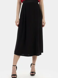 Faina Röcke*Damen Midirock schwarz uni